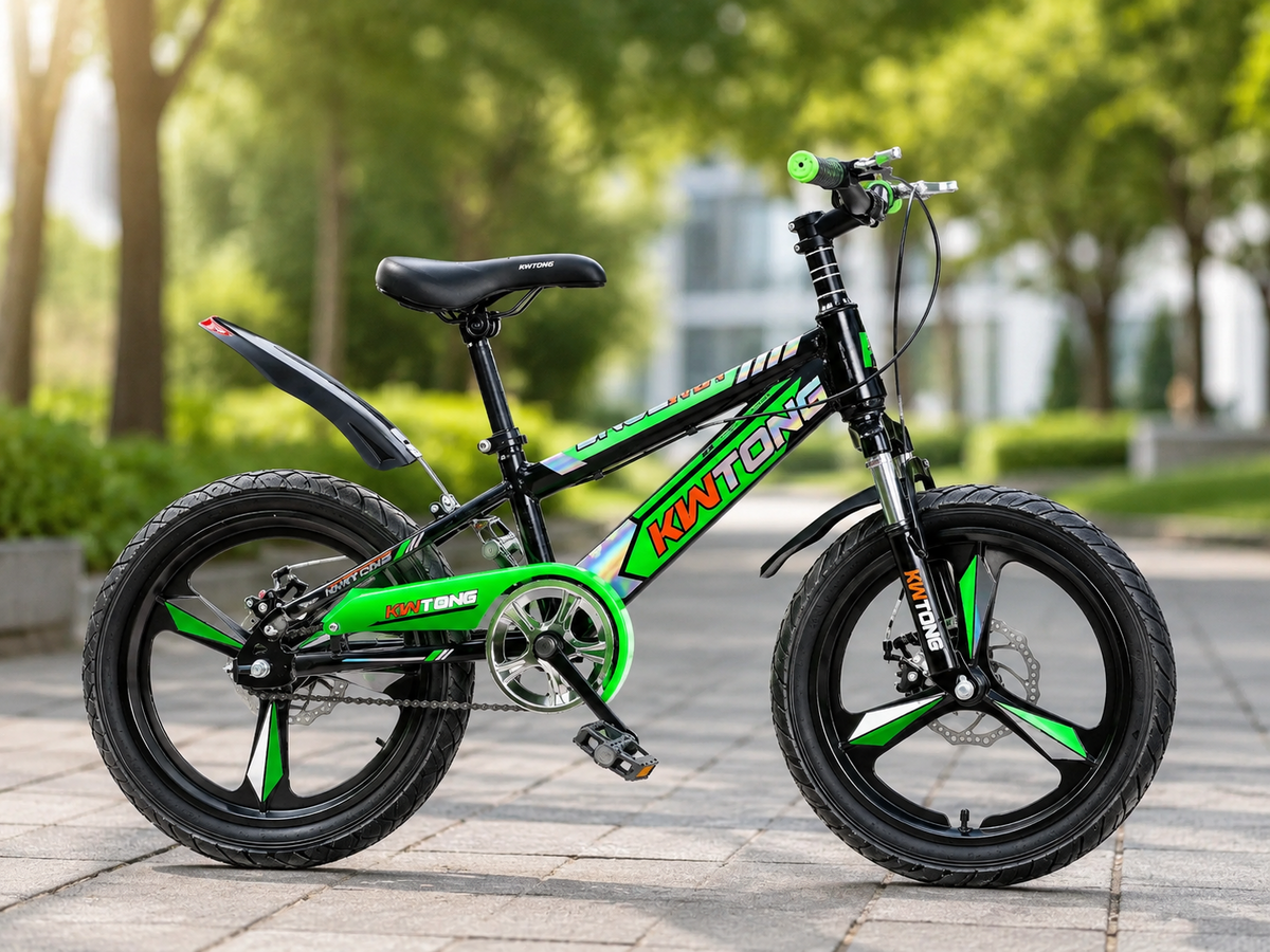 Bicicleta 20 Inch Unisex pentru Scheme, Roti Duble, Frane Disc Fata Spate, Rosu Verde Albastru