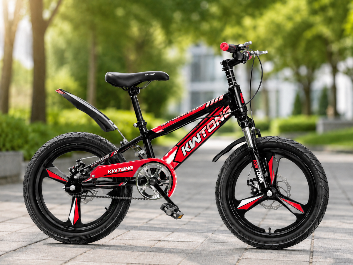 Bicicleta 20 Inch Unisex pentru Scheme, Roti Duble, Frane Disc Fata Spate, Rosu Verde Albastru