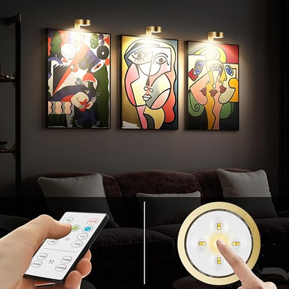 Set 3 Lampi LED de Perete cu Telecomanda, 3 Culori, Lumina Reglabila si Timer