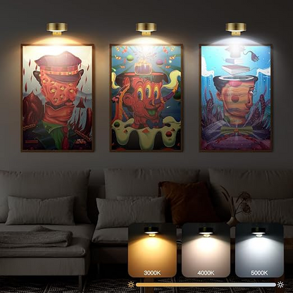 Set 3 Lampi LED de Perete cu Telecomanda, 3 Culori, Lumina Reglabila si Timer