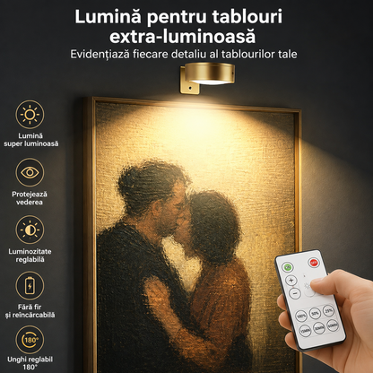 Set 3 Lampi LED de Perete cu Telecomanda, 3 Culori, Lumina Reglabila si Timer