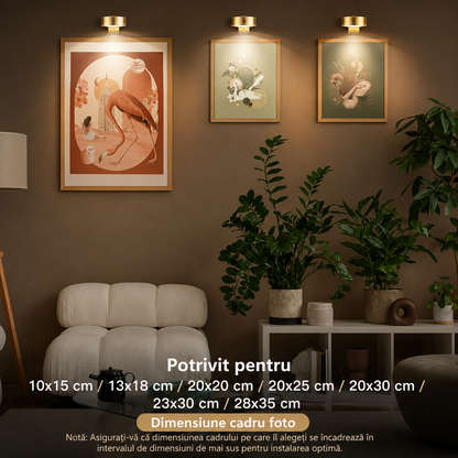 Set 3 Lampi LED de Perete cu Telecomanda, 3 Culori, Lumina Reglabila si Timer
