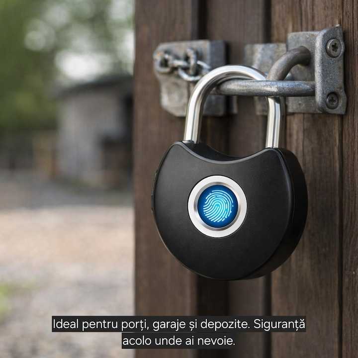 Lacat Smart cu Amprenta – Fara Chei, Control din Telefon si Protectie IP65