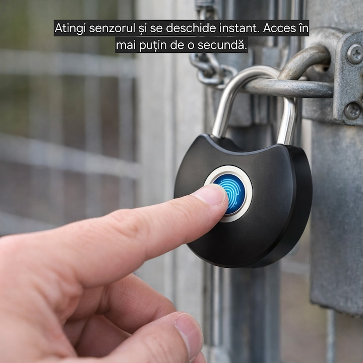 Lacat Smart cu Amprenta – Fara Chei, Control din Telefon si Protectie IP65