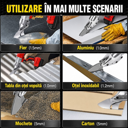 Foarfeca Electrica pentru Tabla, Cutter Metal cu Acumulator, 500W, Taiere Otel si Aluminiu