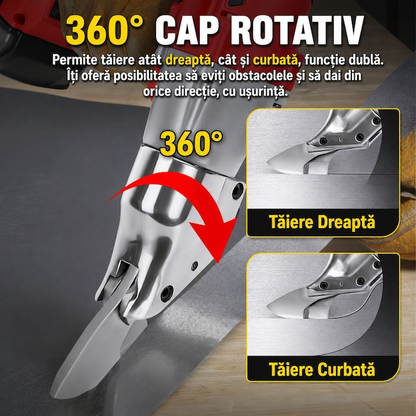 Foarfeca Electrica pentru Tabla, Cutter Metal cu Acumulator, 500W, Taiere Otel si Aluminiu