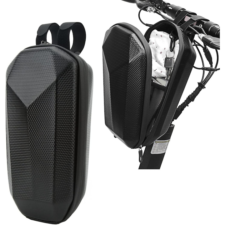 Geanta Impermeabila Trotineta 5L, EVA si Piele, Carcasa Rigida, Negru