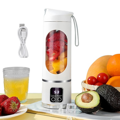 Mini Blender Electric Portabil 450ml, 12 Lame, 3 Viteze, USB, Auto-Curatare, Mov Verde Alb