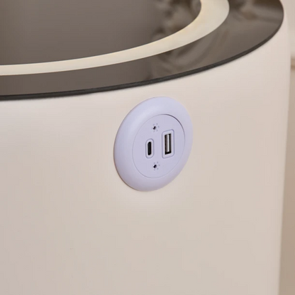 Noptiera Moderna Inteligenta, Incarcare Wireless, LED RGB, Amprenta, USB Type-C, Alba