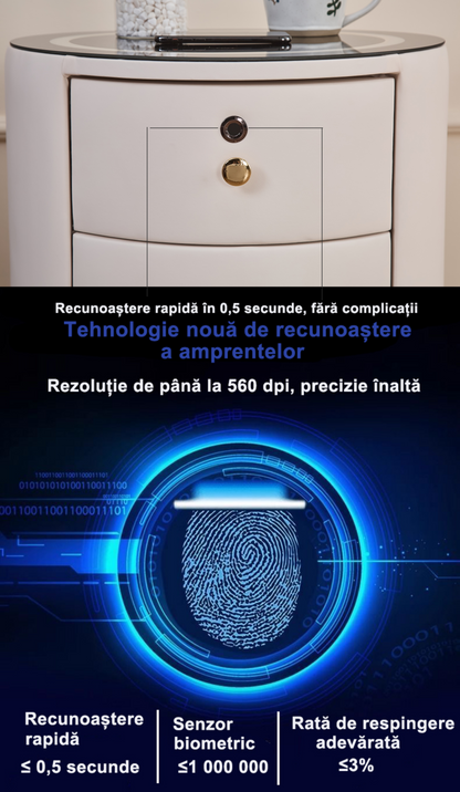 Noptiera Moderna Inteligenta, Incarcare Wireless, LED RGB, Amprenta, USB Type-C, Alba