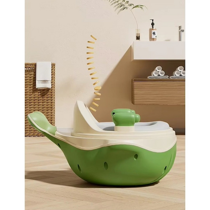 Olita 2 in 1 Model Balena cu Reductor WC, Muzica si Lumini, Plastic, Verde, 36x41x20 cm