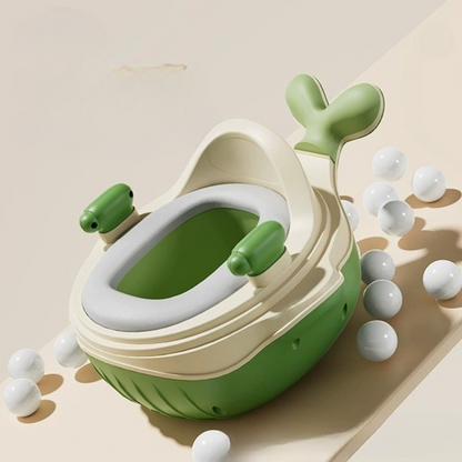 Olita 2 in 1 Model Balena cu Reductor WC, Muzica si Lumini, Plastic, Verde, 36x41x20 cm