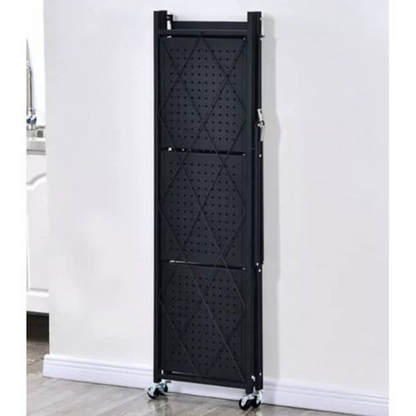Raft Metalic Pliabil cu 5 Polite, Roti, 163x72x34 cm, Capacitate 50 kg pe Polita