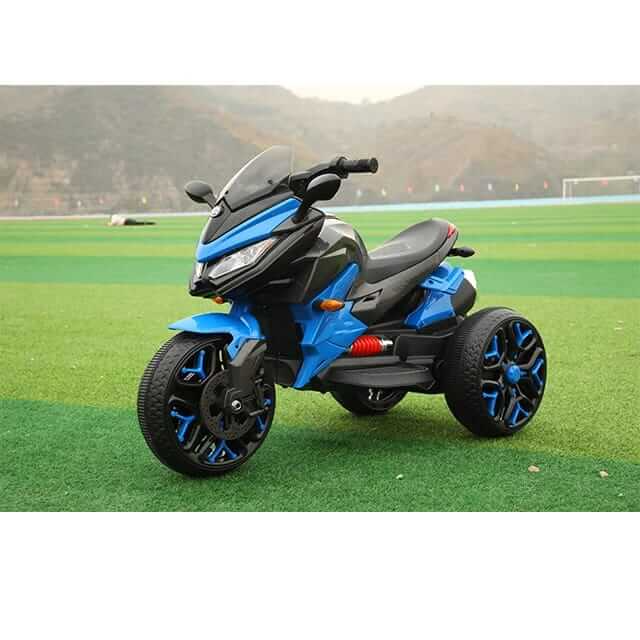 Motocicleta Electrica pentru Copii HS5188, 2 Motoare, 12V 7Ah, Suspensii, 2-8 Ani, Albastru Alb Rosu