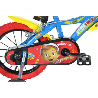 Bicicleta Copii Pinocchio 16 Inch Dino Bikes, Roti Ajutatoare, Aparatori, Frane, Sticla Apa