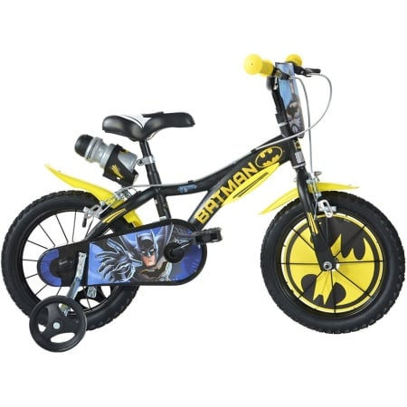 Bicicleta Copii Dino Bikes Batman 16 Inch, Roti Ajutatoare, Aparatori, Frane, Sticla Apa