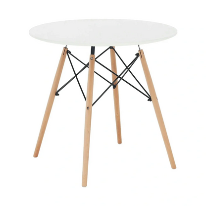 Masa GAMIN NEW Rotunda, Alb Stejar, MDF si Lemn, 60x60x74 cm, Neextensibila