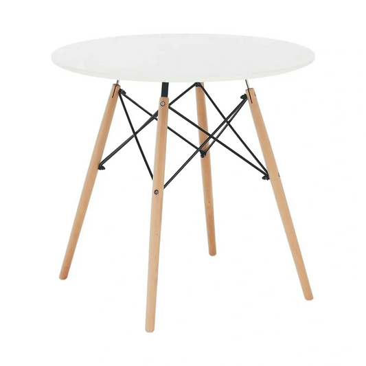 Masa GAMIN NEW Rotunda, Alb Stejar, MDF si Lemn, 60x60x74 cm, Neextensibila
