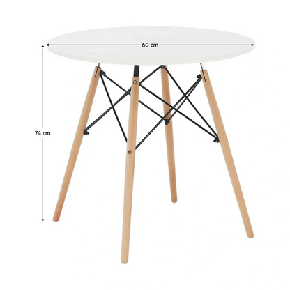 Masa GAMIN NEW Rotunda, Alb Stejar, MDF si Lemn, 60x60x74 cm, Neextensibila