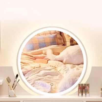 Masa Toaleta cu Oglinda LED Tactila, 3 Lumini, Rafturi si Sertare, MDF Lemn, Alb, 100x120x40 cm