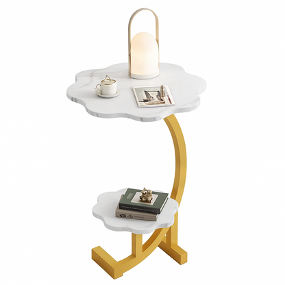 Masa Tip Floare pentru Cafea, 2 Polite, MDF si Cadru Otel, 40x30x60 cm