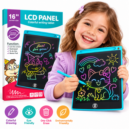 Tableta LCD Desen Copii 16 Inch, Color Writing Tablet, Stilou Inclus, Ecran Colorat