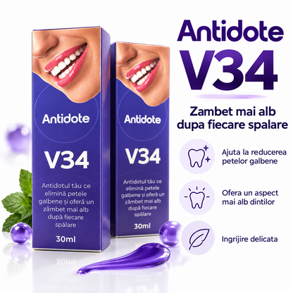Pasta de Dinti V34 Antidote 30 ml – Zambet Mai Alb si Mai Luminos dupa Fiecare Spalare