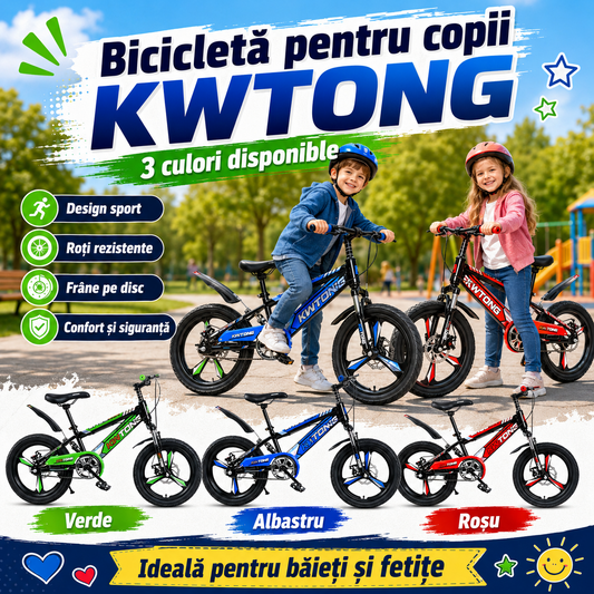Bicicleta 20 Inch Unisex pentru Scheme, Roti Duble, Frane Disc Fata Spate, Rosu Verde Albastru