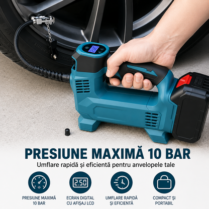 Compresor Auto Profesional Portabil 48V 4Ah, 2 Acumulatori, 890 kPa, 10 L/min