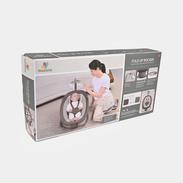Balansoar Bebe Pliabil Mastela 6605, Vibratii, Bara cu Jucarii, Centura 3 Puncte, 3-9 kg - Cadoul Ideal - Gri