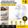 Banda Dublu Adeziva Transparenta Nano, Set 4 Bucati, 20mm x 1mm x 3m, Reutilizabila, 49 Lei