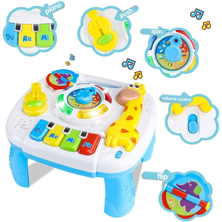 Masuta de Activitati Interactiva Toy Box, Pian cu Lumini si Sunete, Jucarie Educativa, 1+, Multicolor