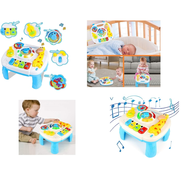 Masuta de Activitati Interactiva Toy Box, Pian cu Lumini si Sunete, Jucarie Educativa, 1+, Multicolor