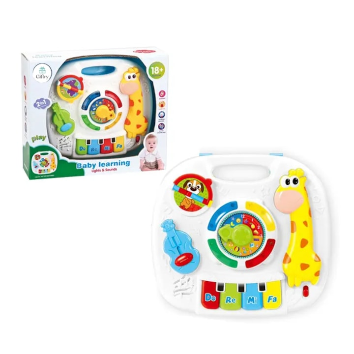 Masuta de Activitati Interactiva Toy Box, Pian cu Lumini si Sunete, Jucarie Educativa, 1+, Multicolor