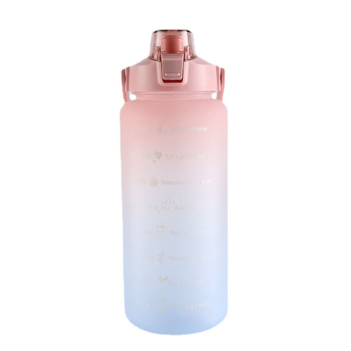 Oferta 1+1 Sticla de Apa 2L – Hidratare Zilnica, Marcator de Timp si Pai din Silicon