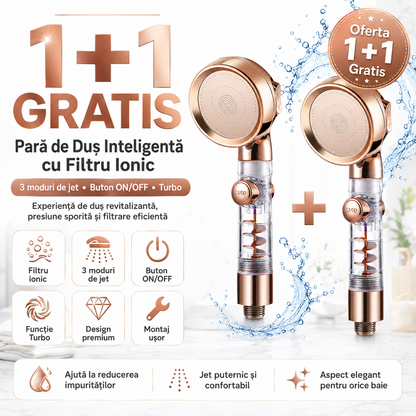 Oferta 1+1 Gratis Para de Dus Inteligenta – Filtru Ionic, Functie Turbo si Economie de Apa