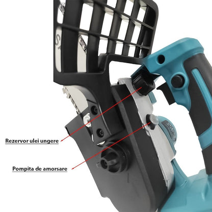 Drujbă electrică cu lanț 1200W – lamă 12”, 2 acumulatori 48V, 4200 RPM, ungere automată