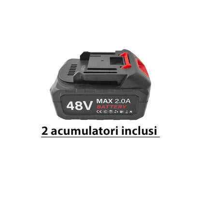 Drujbă electrică cu lanț 1200W – lamă 12”, 2 acumulatori 48V, 4200 RPM, ungere automată