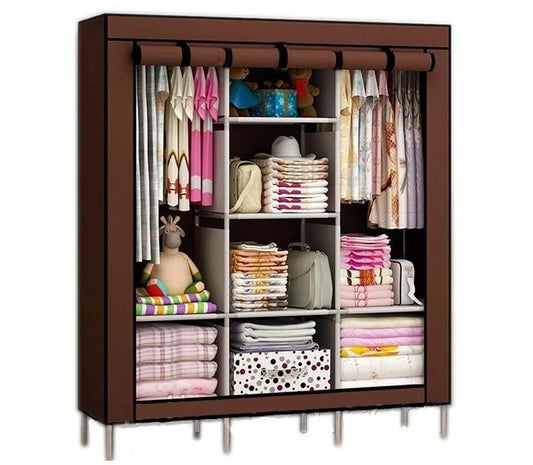 Dulap Textil 3 Compartimente pentru Haine – 130x45x170 cm