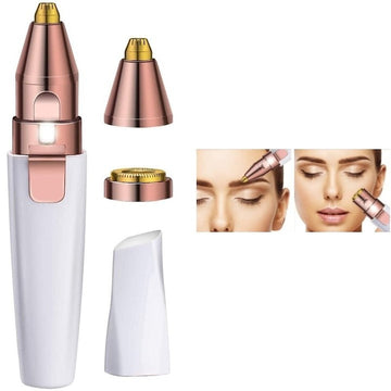 Epilator facial & trimmer sprâncene 2-în-1, cu LED, USB, portabil
