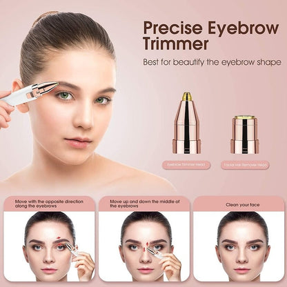 Epilator facial & trimmer sprâncene 2-în-1, LED, USB – OFERTĂ 1+1 GRATUIT
