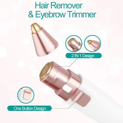 Epilator facial & trimmer sprâncene 2-în-1, LED, USB – OFERTĂ 1+1 GRATUIT