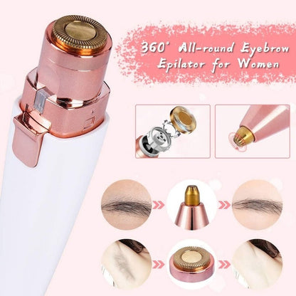 Epilator facial & trimmer sprâncene 2-în-1, cu LED, USB, portabil