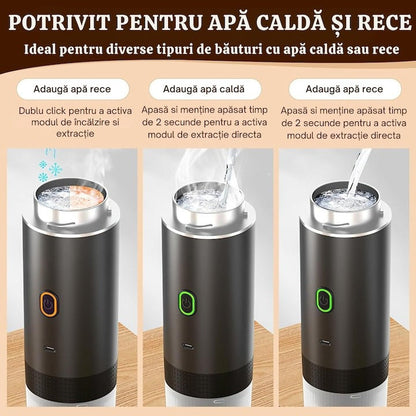 Espressor portabil 3 în 1 – 20 Bar, baterie 7500mAh, capsule Nespresso/Dolce Gusto și cafea măcinată, USB-C, Negru