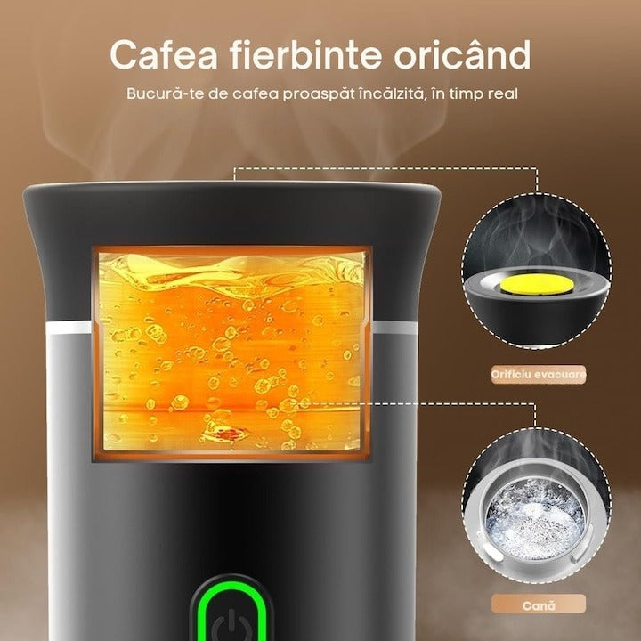 Espressor portabil 3 în 1 – 20 Bar, baterie 7500mAh, capsule Nespresso/Dolce Gusto și cafea măcinată, USB-C, Negru