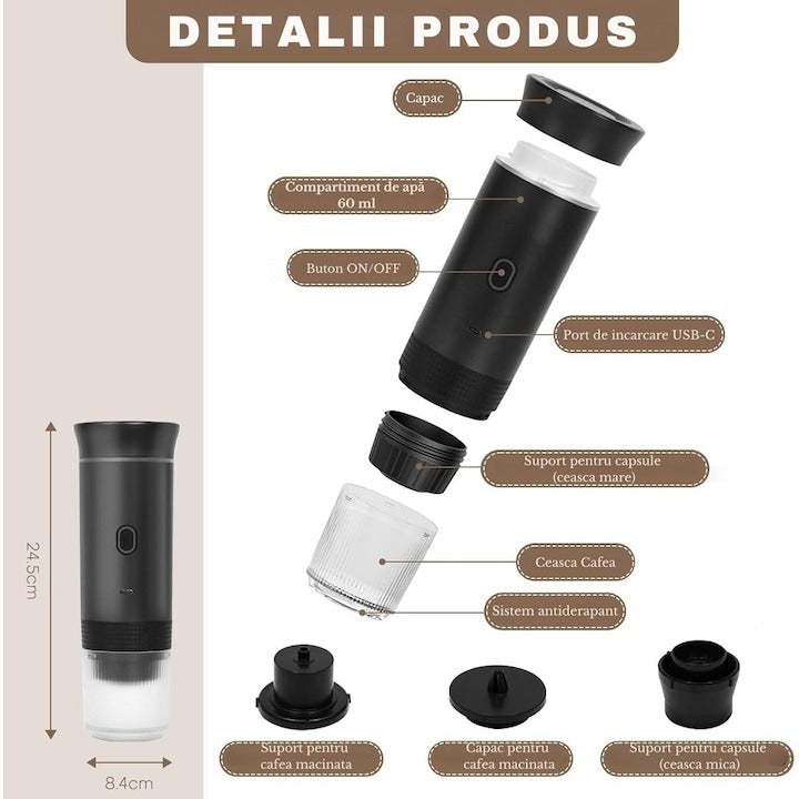 Umidificator Auto + Espressor Portabil 3 in 1 la doar 219 lei!