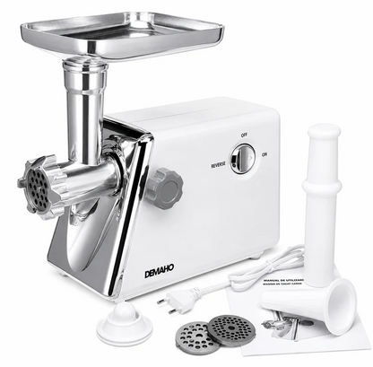 Masina De Carne DEMAHO 3000W – Tocare Rapida, Functie Reverse si Accesorii Pentru Carnati & Kibbe