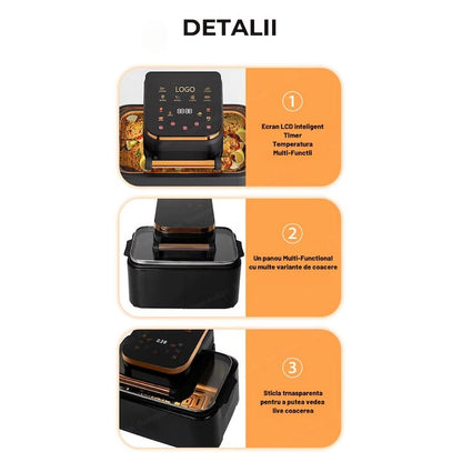 Friteuză cu aer cald Teska TK-19 Premium – 2400W, 15L, LCD touch, 12 programe Smart - 50 hartii cadou