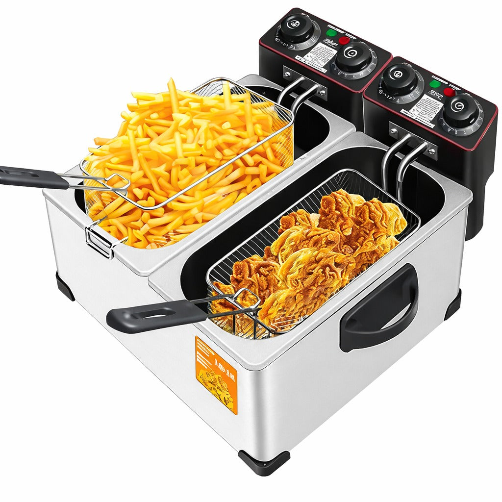 Friteuza electrica dubla profesionala RAF 2000W 3L + 3L inox