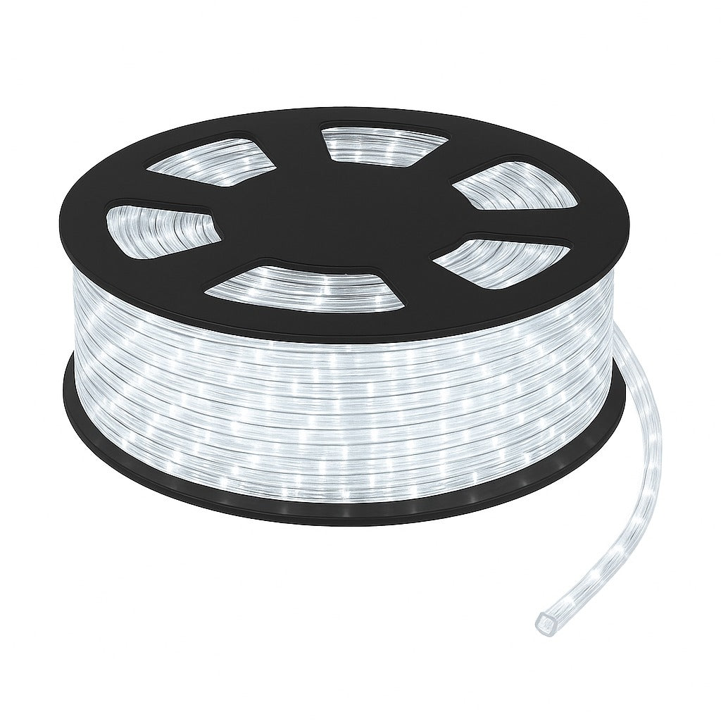 Instalație Crăciun 50m, 240 LED, Furtun Luminos Alb Rece, 220V, Sectionabil cu Transformator